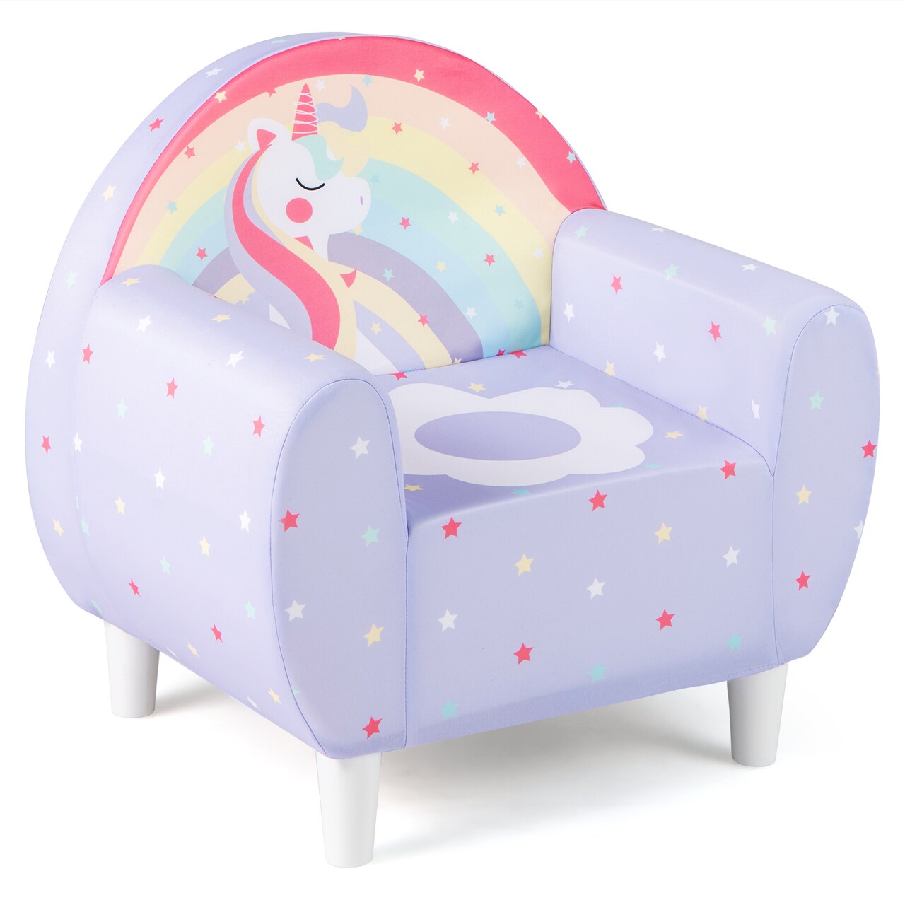 Kids Sofa Unicorn Theme Spandex Fabric Sponge Armrest Kids Chair 3+ Years
